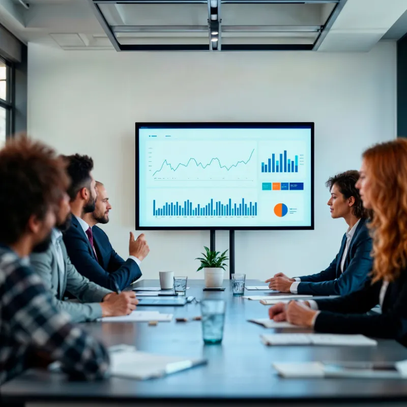 Data science team collaborating on AI analytics dashboard
